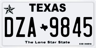 TX license plate DZA9845