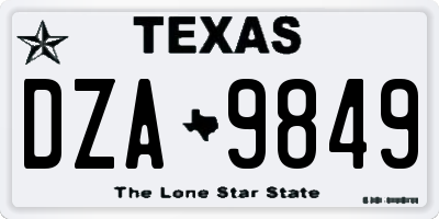 TX license plate DZA9849
