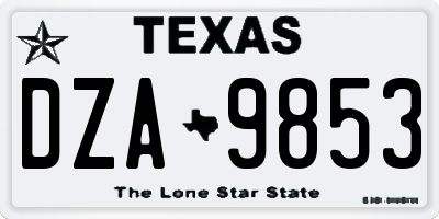 TX license plate DZA9853