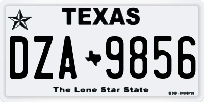 TX license plate DZA9856