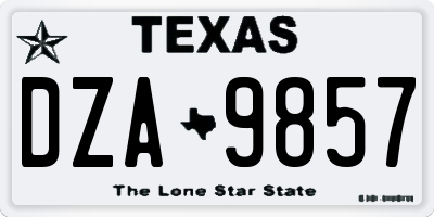 TX license plate DZA9857