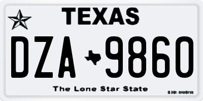 TX license plate DZA9860
