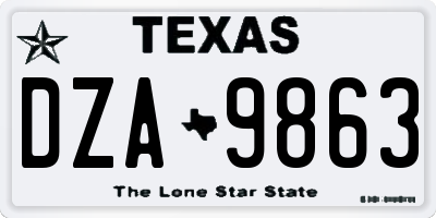 TX license plate DZA9863