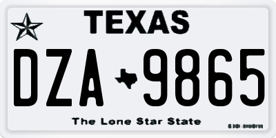 TX license plate DZA9865
