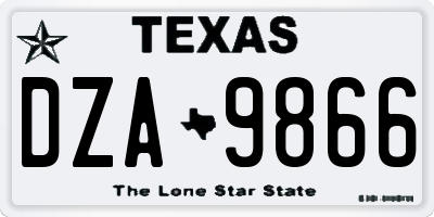 TX license plate DZA9866