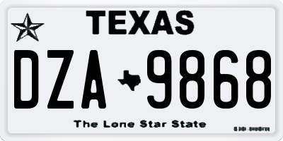 TX license plate DZA9868