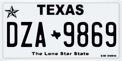 TX license plate DZA9869