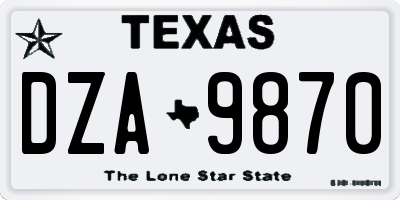 TX license plate DZA9870