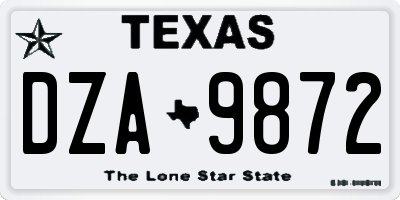 TX license plate DZA9872