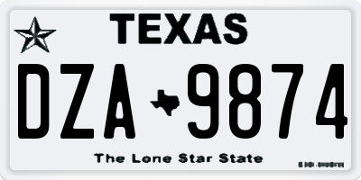 TX license plate DZA9874