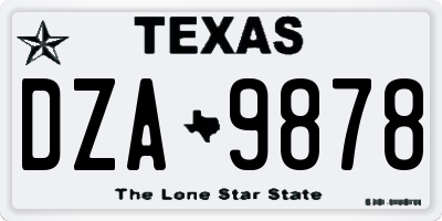 TX license plate DZA9878