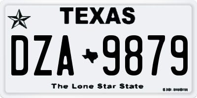 TX license plate DZA9879