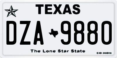 TX license plate DZA9880