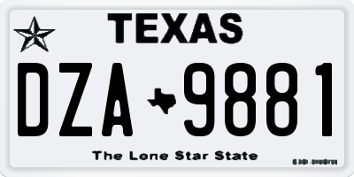 TX license plate DZA9881