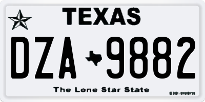 TX license plate DZA9882