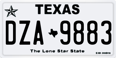 TX license plate DZA9883