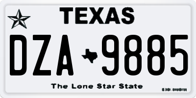 TX license plate DZA9885