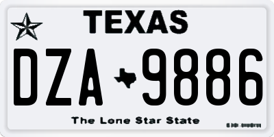 TX license plate DZA9886