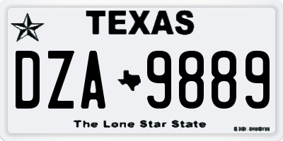 TX license plate DZA9889