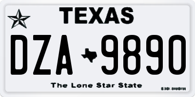 TX license plate DZA9890