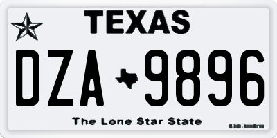 TX license plate DZA9896