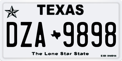 TX license plate DZA9898