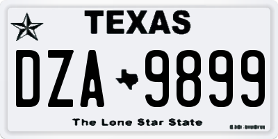TX license plate DZA9899