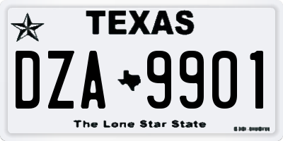 TX license plate DZA9901
