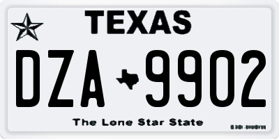 TX license plate DZA9902