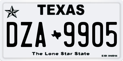 TX license plate DZA9905