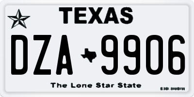TX license plate DZA9906