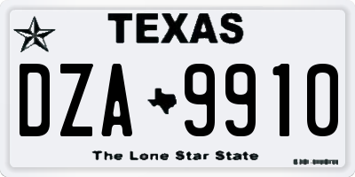 TX license plate DZA9910