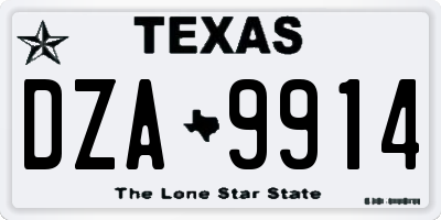 TX license plate DZA9914