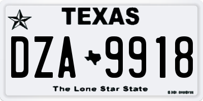 TX license plate DZA9918