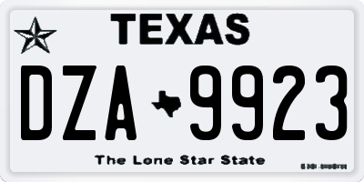 TX license plate DZA9923