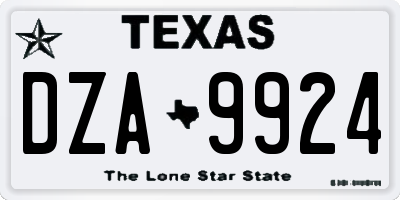 TX license plate DZA9924