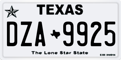 TX license plate DZA9925