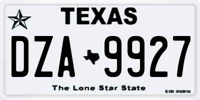 TX license plate DZA9927