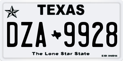 TX license plate DZA9928