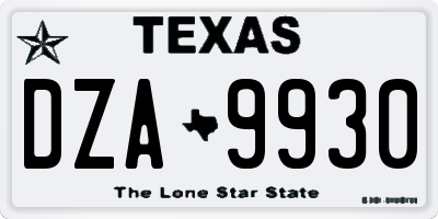 TX license plate DZA9930