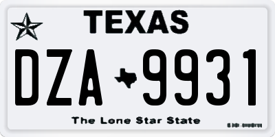 TX license plate DZA9931