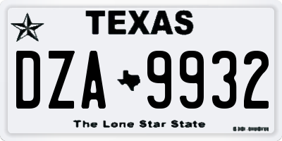 TX license plate DZA9932