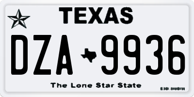 TX license plate DZA9936