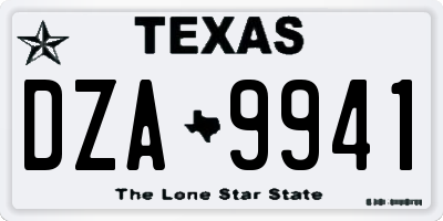 TX license plate DZA9941