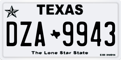 TX license plate DZA9943