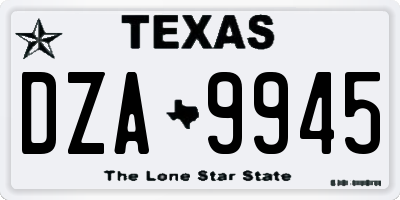 TX license plate DZA9945