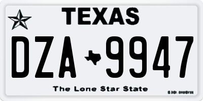 TX license plate DZA9947