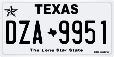 TX license plate DZA9951
