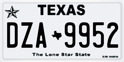 TX license plate DZA9952