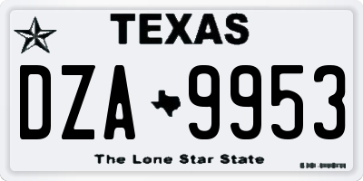TX license plate DZA9953